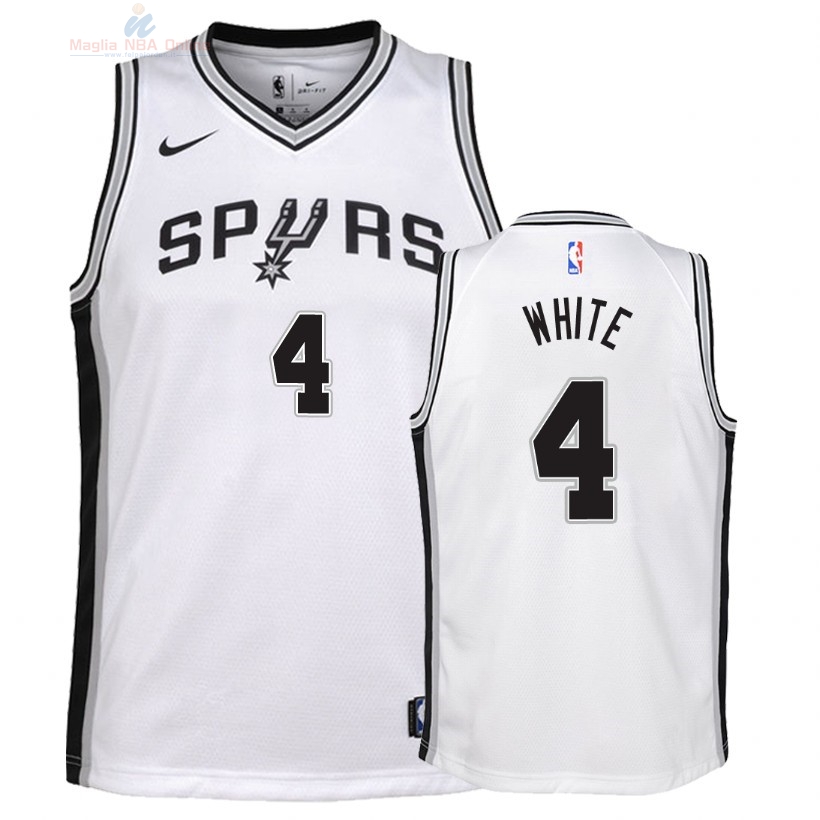 Acquista Maglia NBA Bambino San Antonio Spurs #4 Derrick White Bianco Association 2018