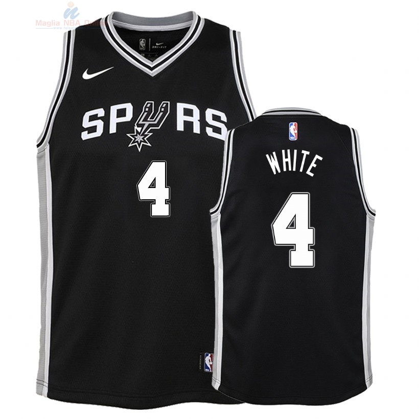 Acquista Maglia NBA Bambino San Antonio Spurs #4 Derrick White Nero Icon 2018