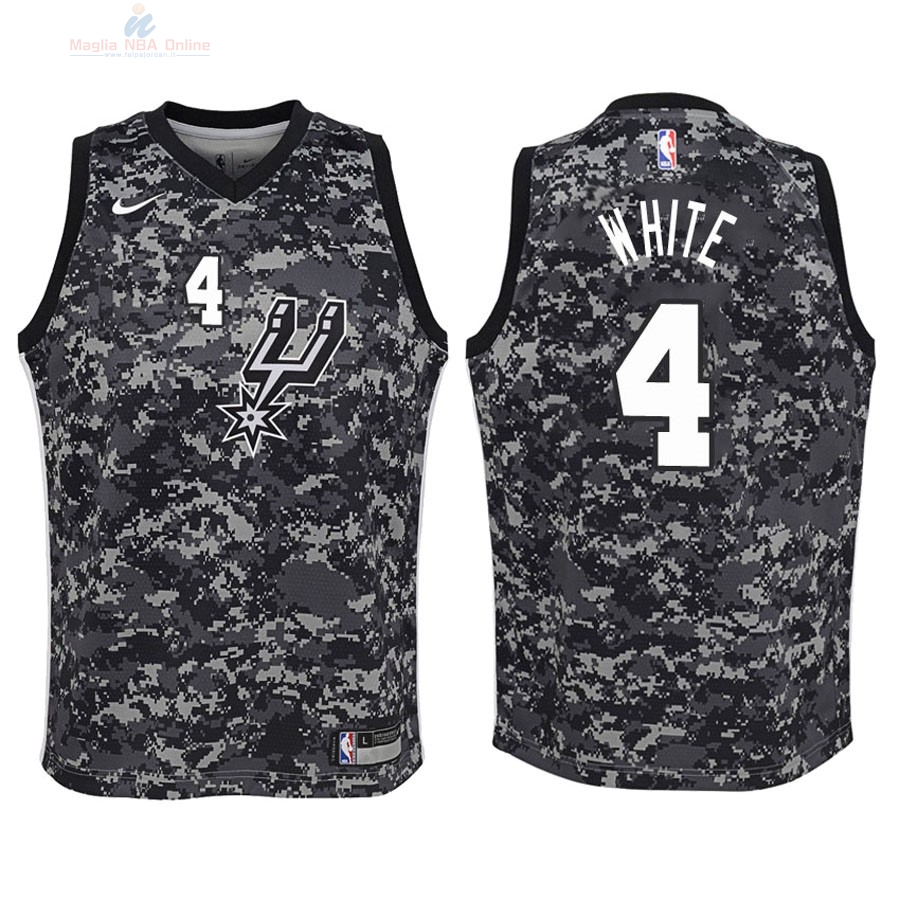 Acquista Maglia NBA Bambino San Antonio Spurs #4 Derrick White Nike Camouflage Città 2018