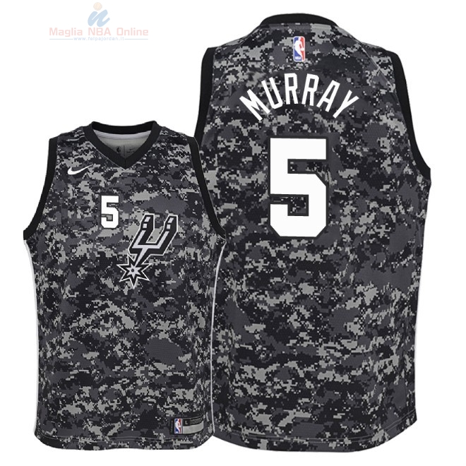 Acquista Maglia NBA Bambino San Antonio Spurs #5 Dejounte Murray Nike Camouflage Città 2018