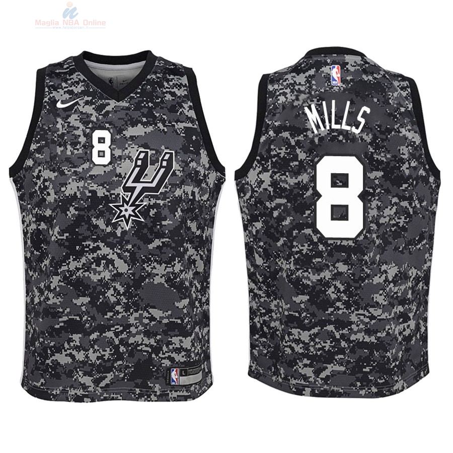 Acquista Maglia NBA Bambino San Antonio Spurs #8 Patty Mills Nike Camouflage Città 2018