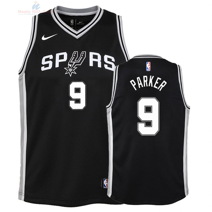 Acquista Maglia NBA Bambino San Antonio Spurs #9 Tony Parker Nero Icon 2018