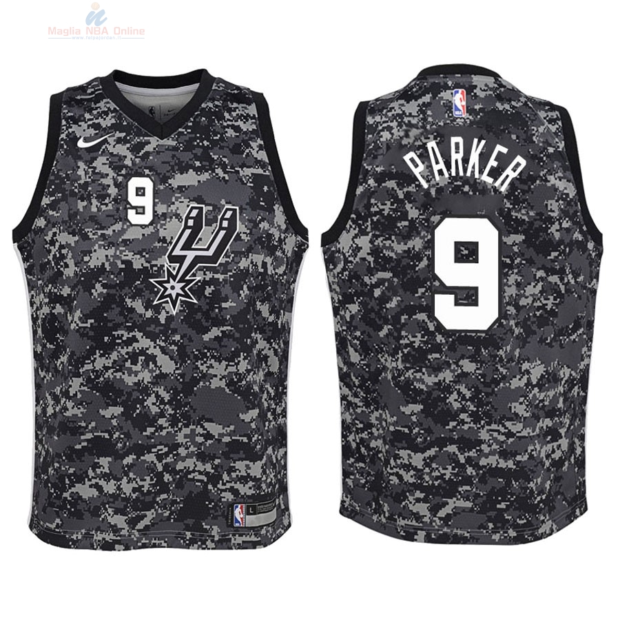 Acquista Maglia NBA Bambino San Antonio Spurs #9 Tony Parker Nike Camouflage Città 2018