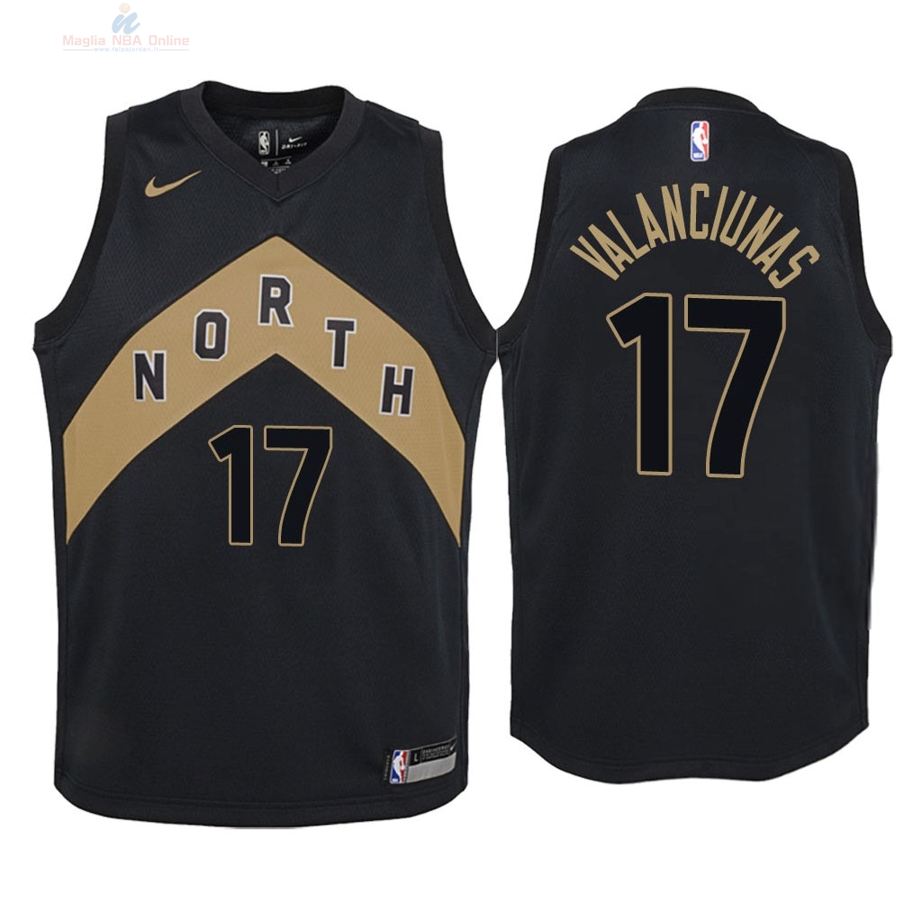 Acquista Maglia NBA Bambino Toronto Raptors #17 Jonas Valanciunas Nike Nero Città 2018