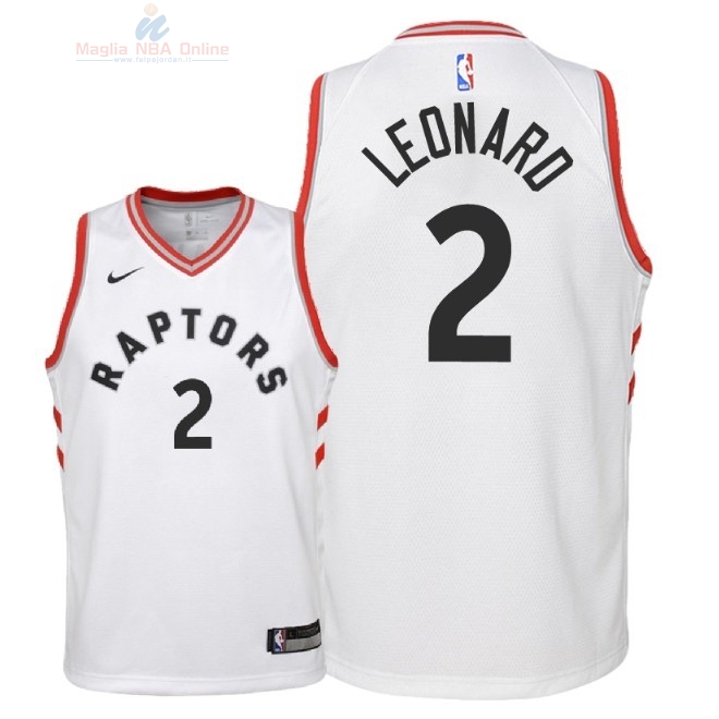 Acquista Maglia NBA Bambino Toronto Raptors #2 Kawhi Leonard Bianco Association 2018