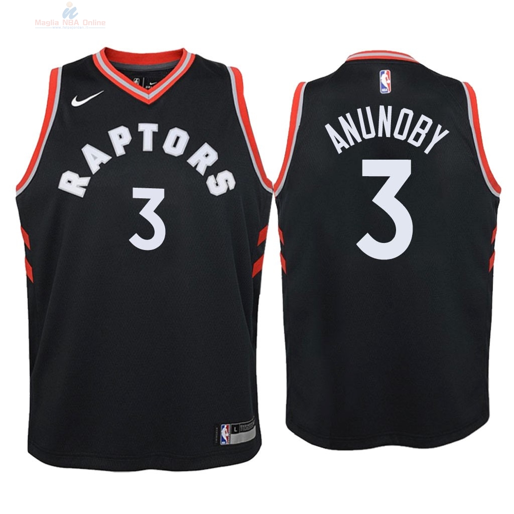 Acquista Maglia NBA Bambino Toronto Raptors #3 OG Anunoby Nero Statement 2018