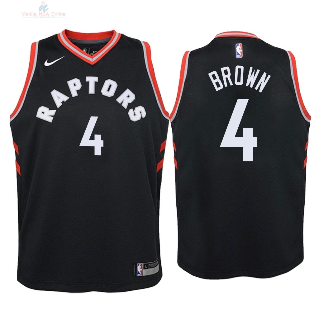 Acquista Maglia NBA Bambino Toronto Raptors #4 Lorenzo Brown Nero Statement 2018