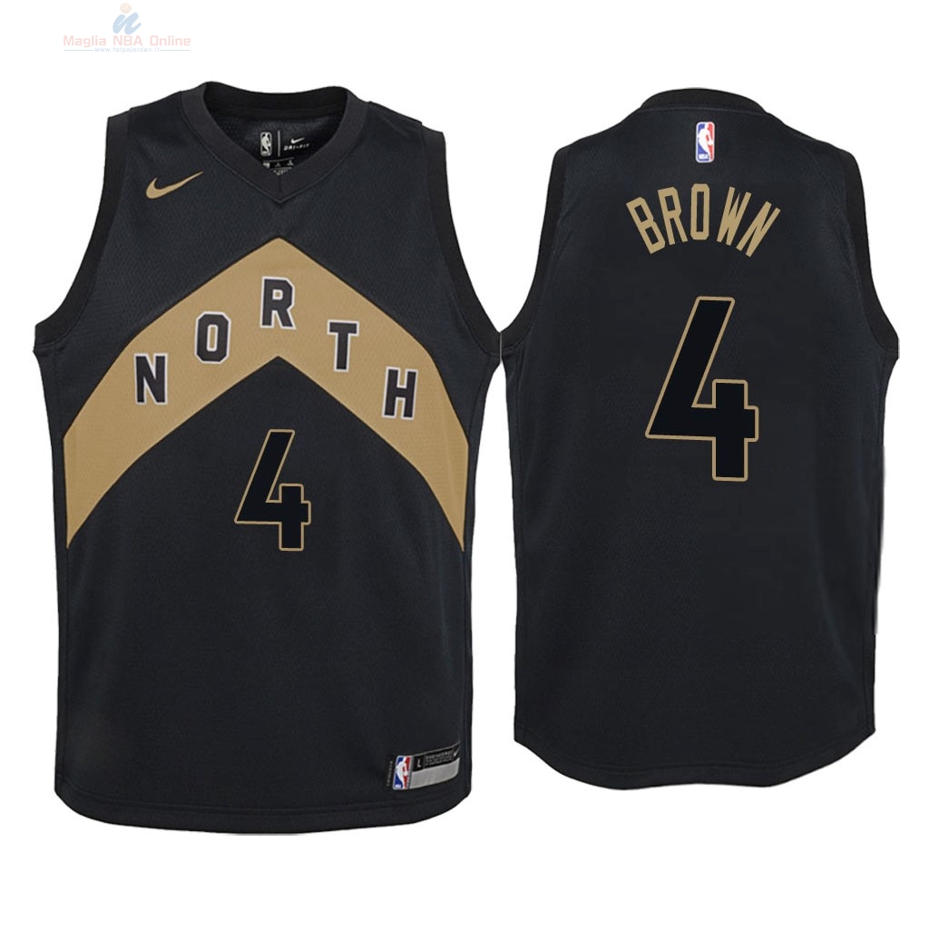 Acquista Maglia NBA Bambino Toronto Raptors #4 Lorenzo Brown Nike Nero Città 2018