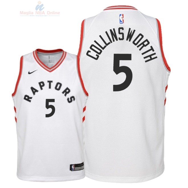 Acquista Maglia NBA Bambino Toronto Raptors #5 Kyle Collinsworth Bianco Association 2018