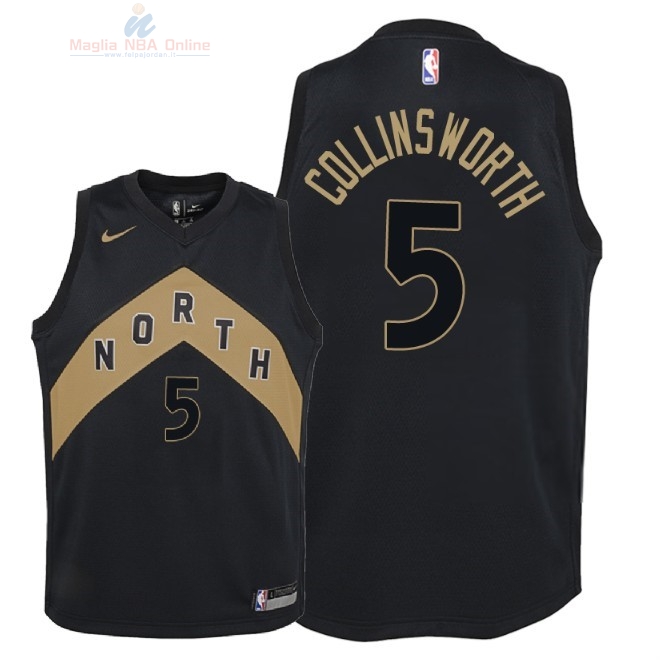 Acquista Maglia NBA Bambino Toronto Raptors #5 Kyle Collinsworth Nike Nero Città 2018