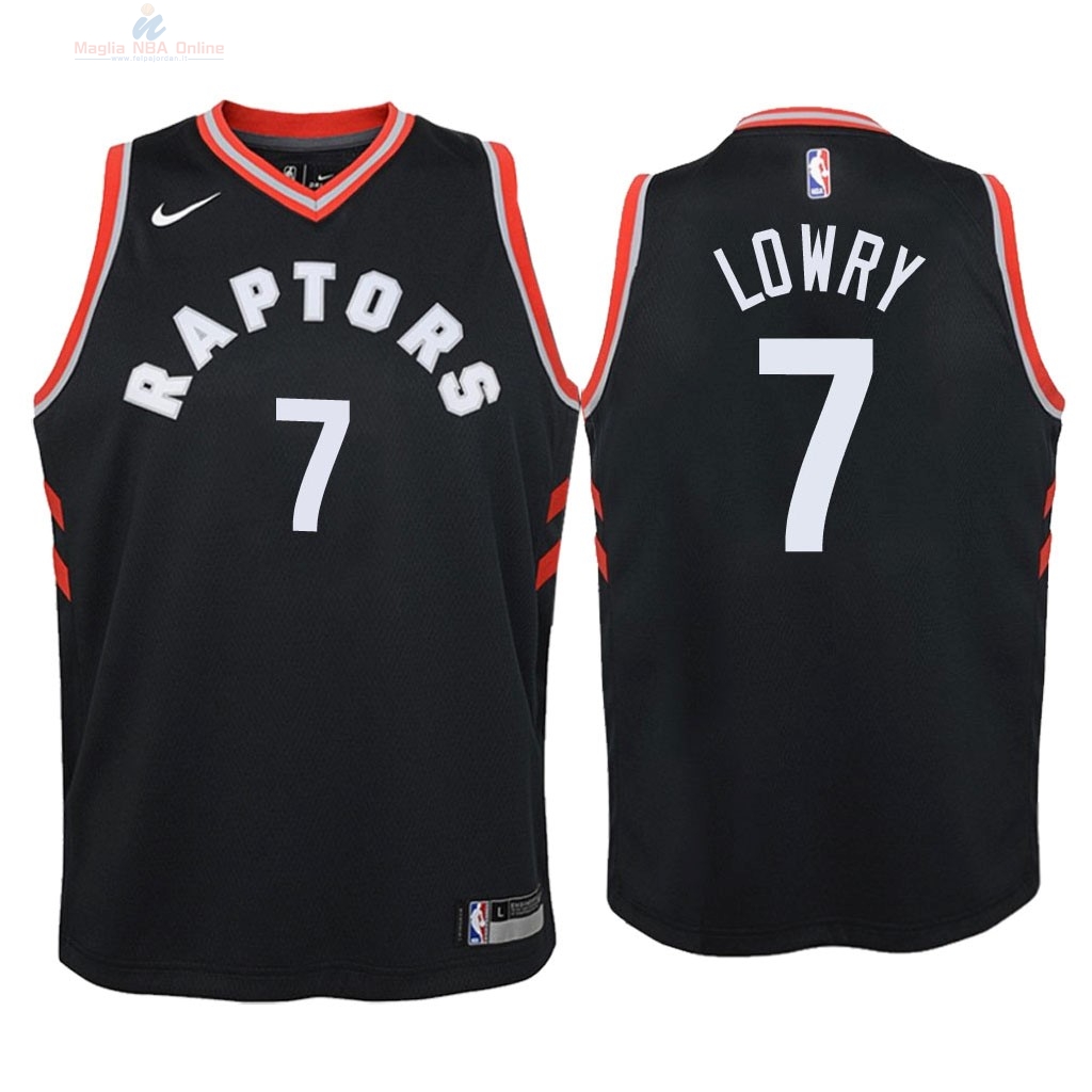 Acquista Maglia NBA Bambino Toronto Raptors #7 Kyle Lowry Nero Statement 2018