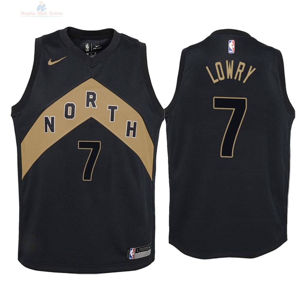 Acquista Maglia NBA Bambino Toronto Raptors #7 Kyle Lowry Nike Nero Città 2018