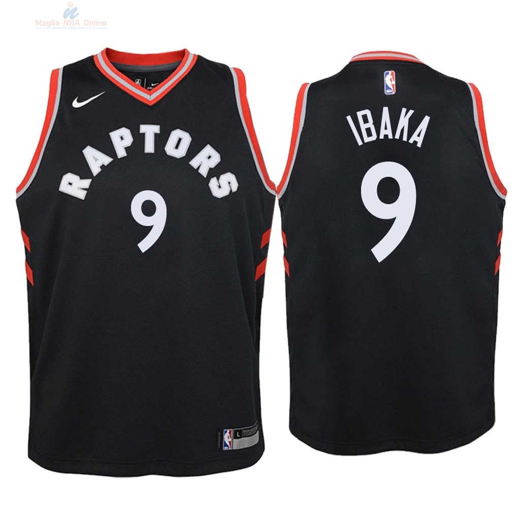 Acquista Maglia NBA Bambino Toronto Raptors #9 Serge Ibaka Nero Statement 2018