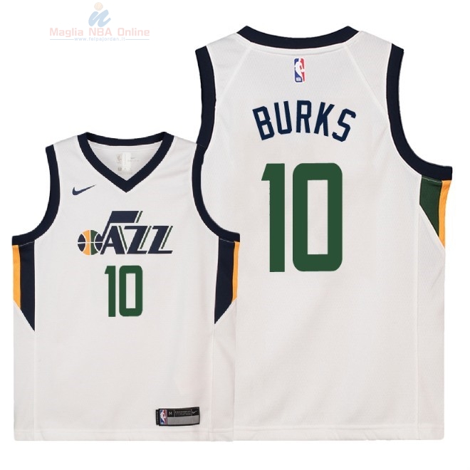 Acquista Maglia NBA Bambino Utah Jazz #10 Alec Burks Bianco Association 2018