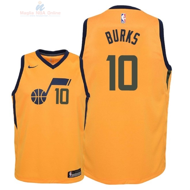 Acquista Maglia NBA Bambino Utah Jazz #10 Alec Burks Giallo Statement 2018