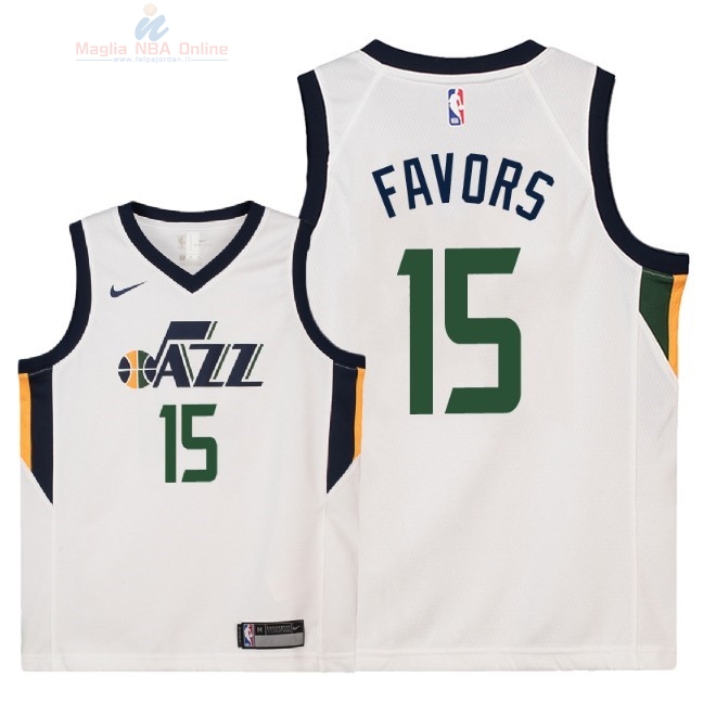 Acquista Maglia NBA Bambino Utah Jazz #15 Derrick Favors Bianco Association 2018