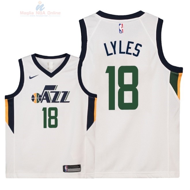 Acquista Maglia NBA Bambino Utah Jazz #18 Jairus Lyles Bianco Association 2018