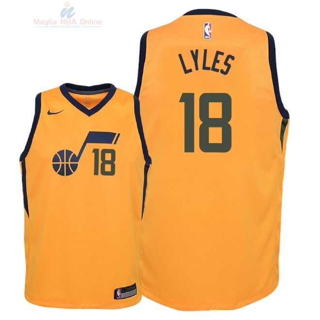 Acquista Maglia NBA Bambino Utah Jazz #18 Jairus Lyles Giallo Statement 2018