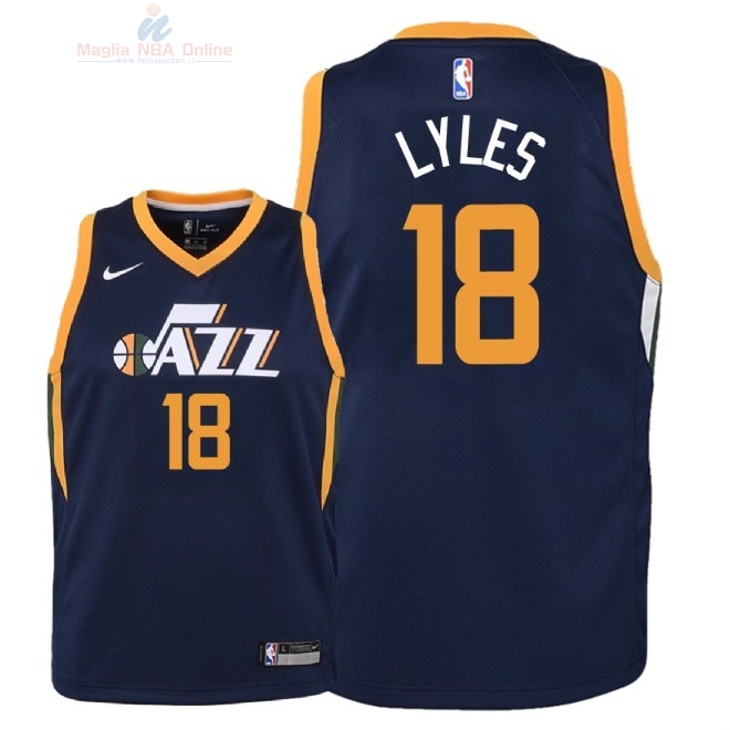 Acquista Maglia NBA Bambino Utah Jazz #18 Jairus Lyles Marino Icon 2018