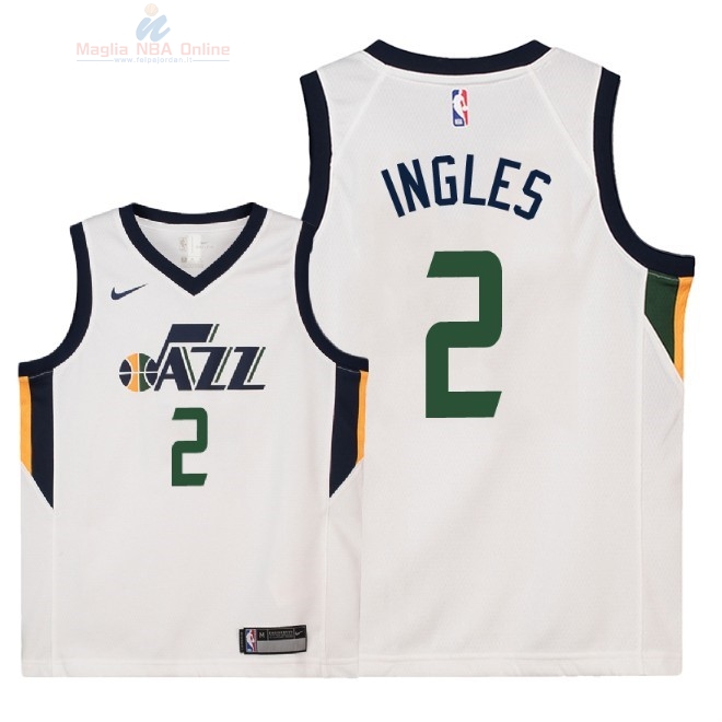 Acquista Maglia NBA Bambino Utah Jazz #2 Joe Ingles Bianco Association 2018