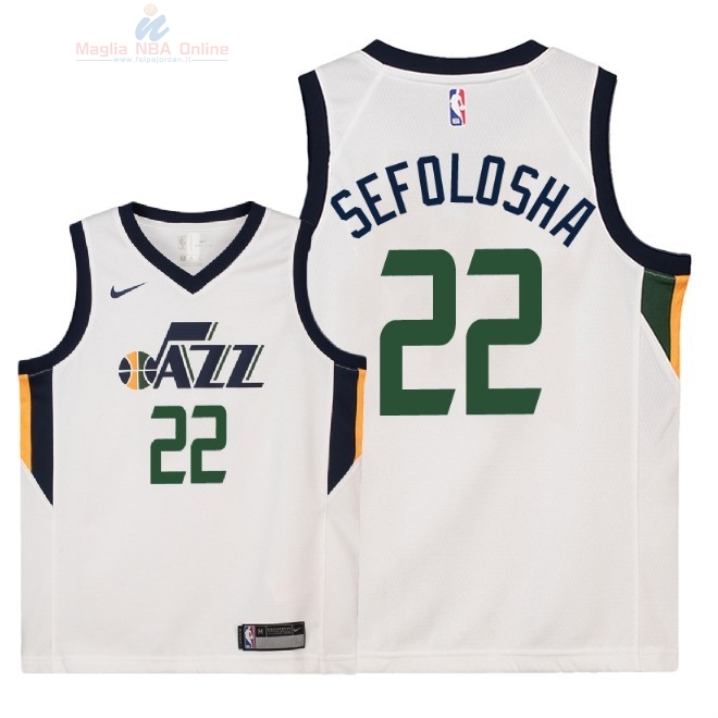 Acquista Maglia NBA Bambino Utah Jazz #22 Thabo Sefolosha Bianco Association 2018