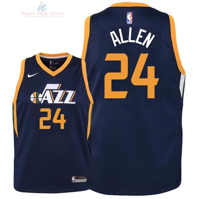 Acquista Maglia NBA Bambino Utah Jazz #24 Grayson Allen Marino Icon 2018