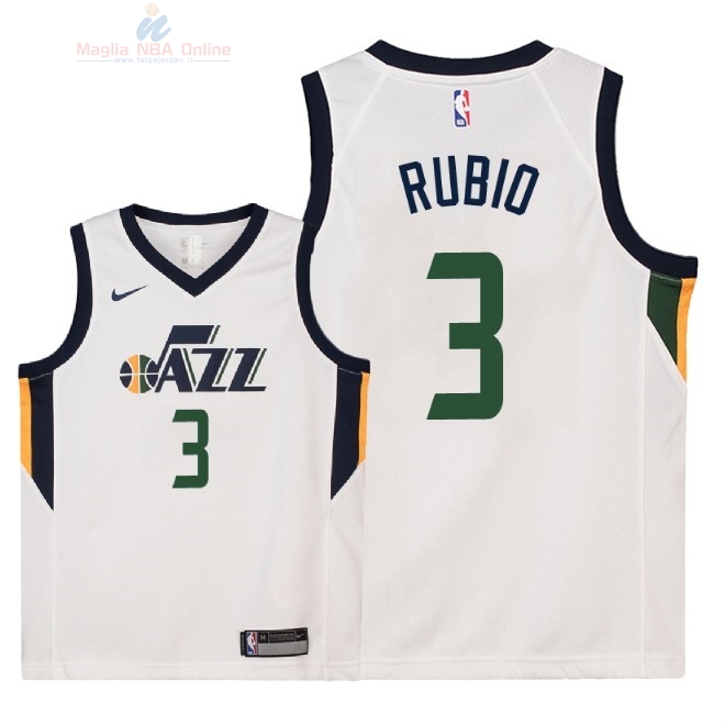 Acquista Maglia NBA Bambino Utah Jazz #3 Ricky Rubio Bianco Association 2018