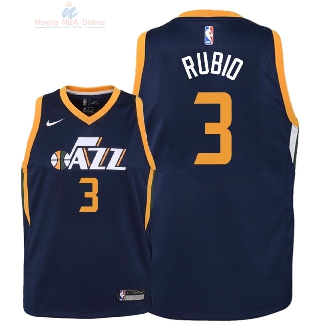 Acquista Maglia NBA Bambino Utah Jazz #3 Ricky Rubio Marino Icon 2018