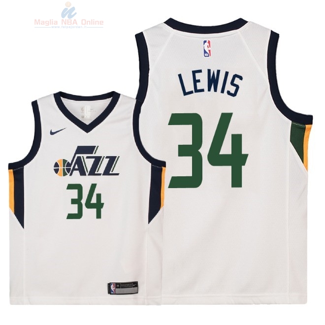 Acquista Maglia NBA Bambino Utah Jazz #34 Trey Lewis Bianco Association 2018