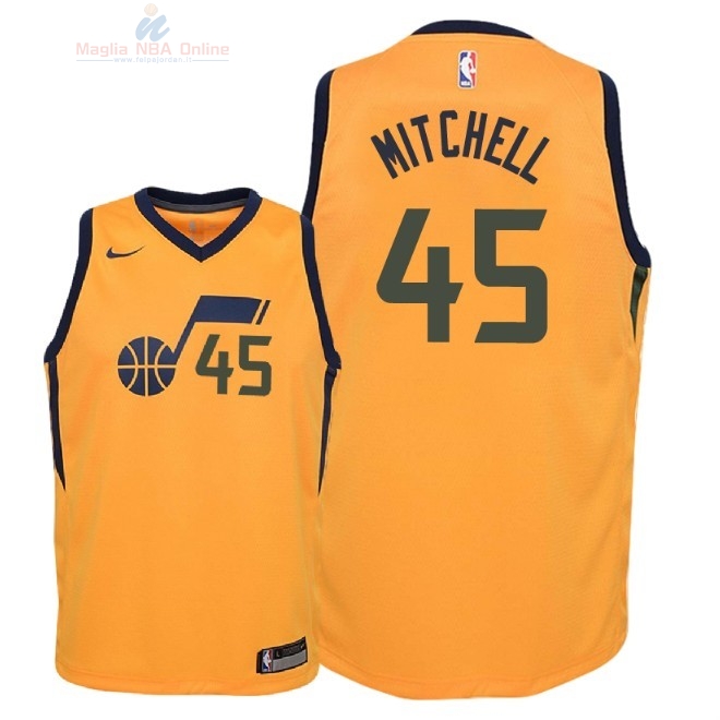 Acquista Maglia NBA Bambino Utah Jazz #45 Donovan Mitchell Giallo Statement 2018