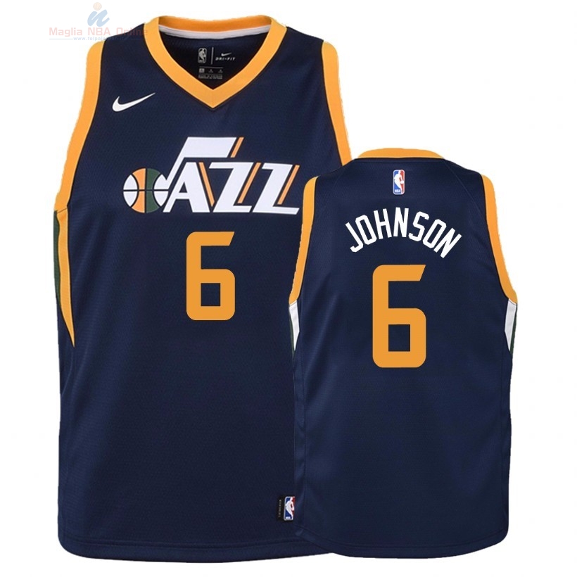 Acquista Maglia NBA Bambino Utah Jazz #6 Joe Johnson Marino Icon 2018