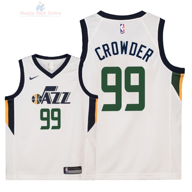 Acquista Maglia NBA Bambino Utah Jazz #99 Jae Crowder Bianco Association 2018