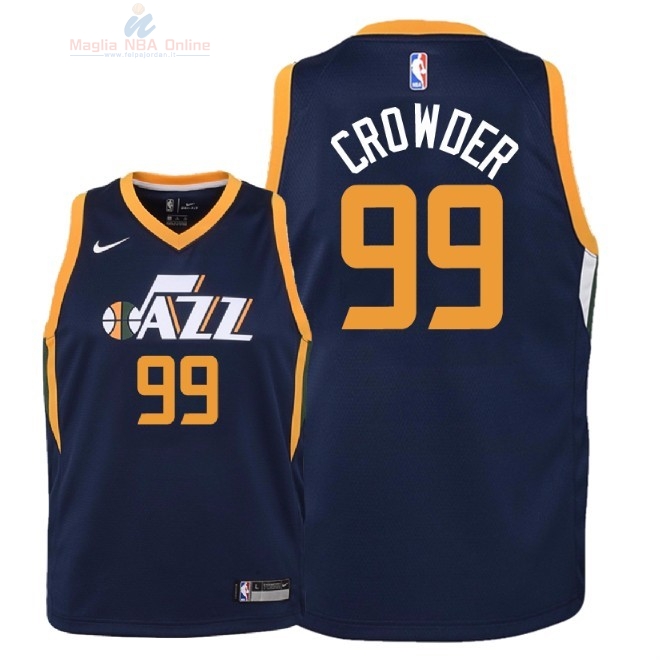 Acquista Maglia NBA Bambino Utah Jazz #99 Jae Crowder Marino Icon 2018