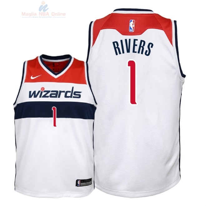 Acquista Maglia NBA Bambino Washington Wizards #1 Austin Rivers Bianco Association 2018