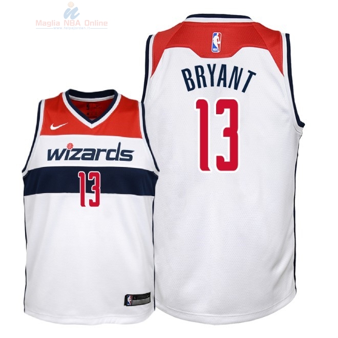 Acquista Maglia NBA Bambino Washington Wizards #13 Thomas Bryant Bianco Association 2018