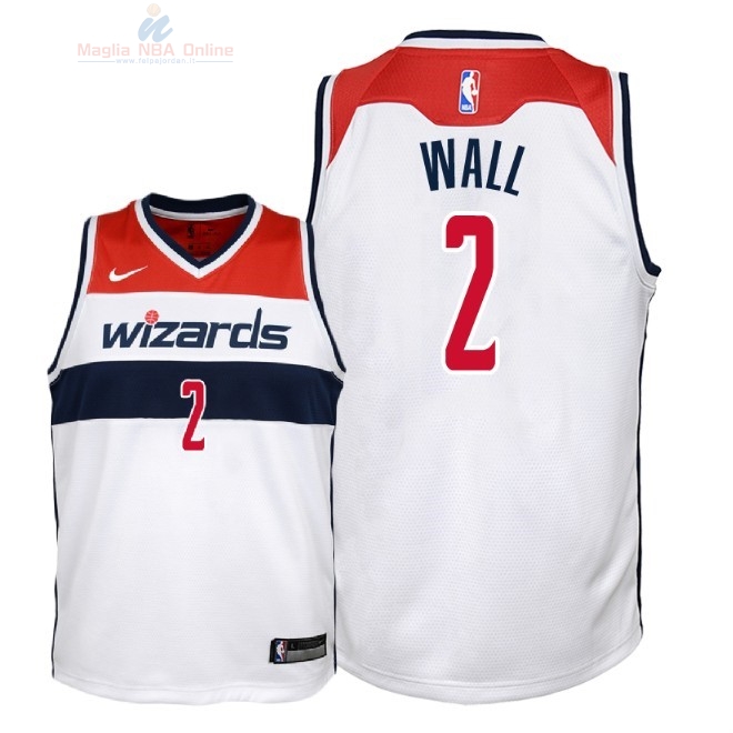 Acquista Maglia NBA Bambino Washington Wizards #2 John Wall Bianco Association 2018