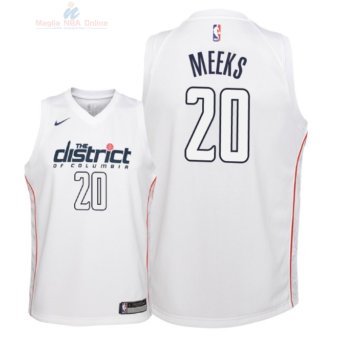 Acquista Maglia NBA Bambino Washington Wizards #20 Jodie Meeks Nike Bianco Città 2018