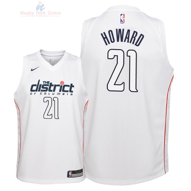 Acquista Maglia NBA Bambino Washington Wizards #21 Dwight Howard Nike Bianco Città 2018