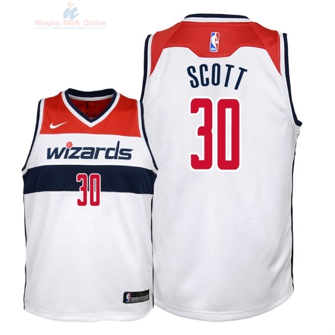 Acquista Maglia NBA Bambino Washington Wizards #30 Mike Scott Bianco Association 2018