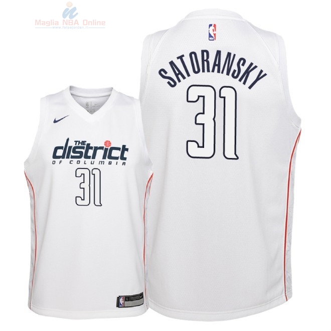 Acquista Maglia NBA Bambino Washington Wizards #31 Tomas Satoransky Nike Bianco Città 2018