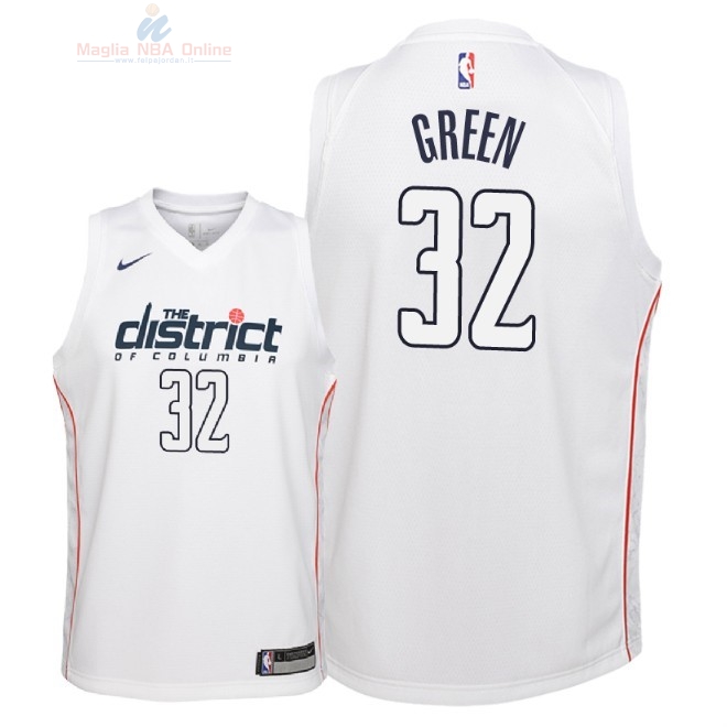 Acquista Maglia NBA Bambino Washington Wizards #32 Jeff Green Nike Bianco Città 2018