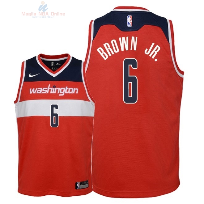 Acquista Maglia NBA Bambino Washington Wizards #6 Troy Brown Jr Rosso Icon 2018