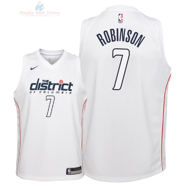 Acquista Maglia NBA Bambino Washington Wizards #7 Devin Robinson Nike Bianco Città 2018