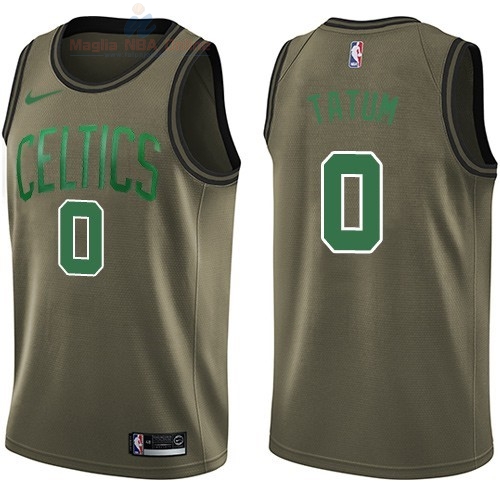 Acquista Maglia NBA Boston Celtics Servizio Di Saluto #0 Jayson Tatum Nike Army Green 2018