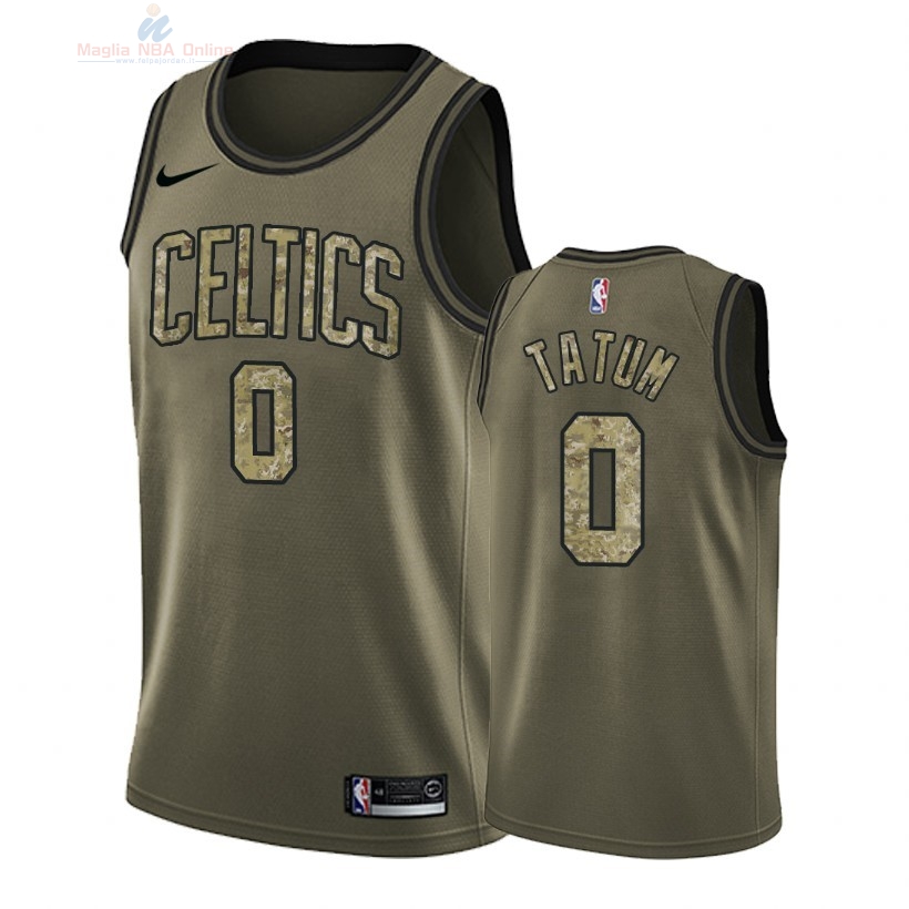 Acquista Maglia NBA Boston Celtics Servizio Di Saluto #0 Jayson Tatum Nike Camouflage Verde 2018