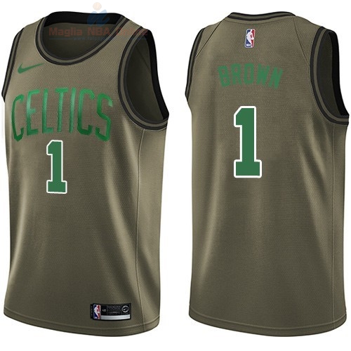 Acquista Maglia NBA Boston Celtics Servizio Di Saluto #1 Walter Brown Nike Army Green 2018