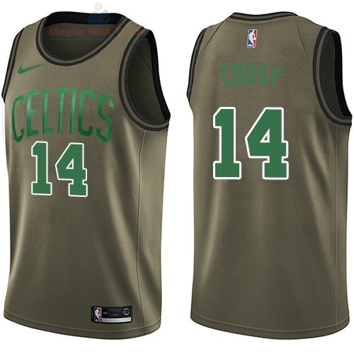 Acquista Maglia NBA Boston Celtics Servizio Di Saluto #14 Bob Cousy Nike Army Green 2018