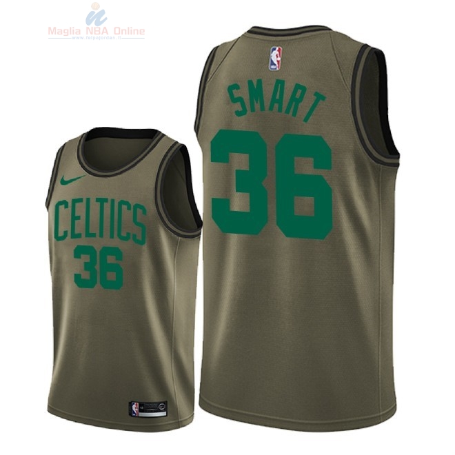 Acquista Maglia NBA Boston Celtics Servizio Di Saluto #36 Marcus Smart Nike Camo Militare 2018