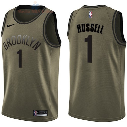 Acquista Maglia NBA Brooklyn Nets Servizio Di Saluto #1 D'Angelo Russell Nike Army Green 2018