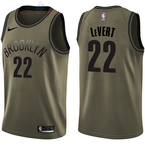 Acquista Maglia NBA Brooklyn Nets Servizio Di Saluto #22 Caris Levert Nike Army Green 2018